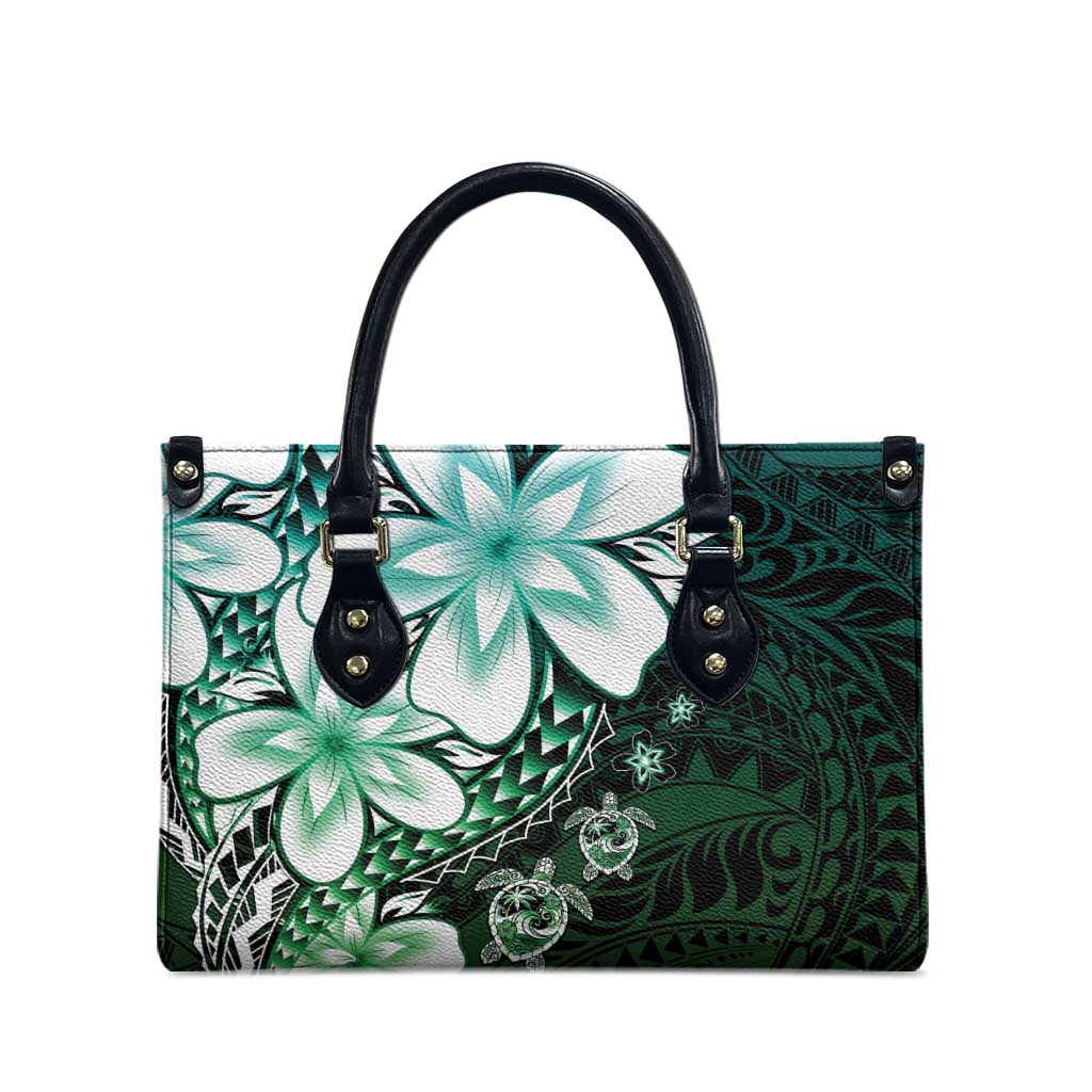 Polynesia Romantic Valentine Leather Bag Sea Turtle Couple With Aqua Gradient Plumeria LT05 - Polynesian Pride