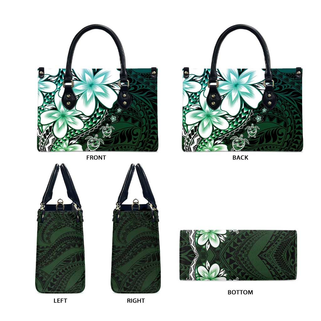 Polynesia Romantic Valentine Leather Bag Sea Turtle Couple With Aqua Gradient Plumeria LT05 - Polynesian Pride
