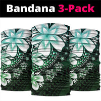 Polynesia Romantic Valentine Neck Gaiter Sea Turtle Couple With Aqua Gradient Plumeria