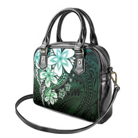 Polynesia Romantic Valentine Shoulder Handbag Sea Turtle Couple With Aqua Gradient Plumeria