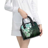 Polynesia Romantic Valentine Shoulder Handbag Sea Turtle Couple With Aqua Gradient Plumeria