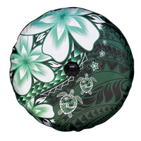 Polynesia Romantic Valentine Spare Tire Cover Sea Turtle Couple With Aqua Gradient Plumeria