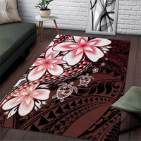 Polynesia Romantic Valentine Area Rug Sea Turtle Couple With Red Gradient Plumeria