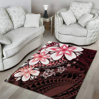 Polynesia Romantic Valentine Area Rug Sea Turtle Couple With Red Gradient Plumeria