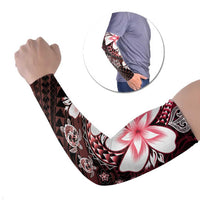 Polynesia Romantic Valentine Arm Sleeves Sea Turtle Couple With Red Gradient Plumeria