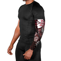 Polynesia Romantic Valentine Arm Sleeves Sea Turtle Couple With Red Gradient Plumeria