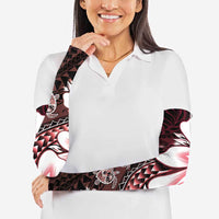 Polynesia Romantic Valentine Arm Sleeves Sea Turtle Couple With Red Gradient Plumeria