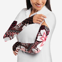 Polynesia Romantic Valentine Arm Sleeves Sea Turtle Couple With Red Gradient Plumeria