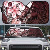 Polynesia Romantic Valentine Auto Sun Shade Sea Turtle Couple With Red Gradient Plumeria