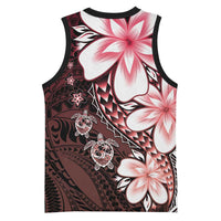 Polynesia Romantic Valentine Basketball Jersey Sea Turtle Couple With Red Gradient Plumeria