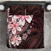 Polynesia Romantic Valentine Bedding Set Sea Turtle Couple With Red Gradient Plumeria
