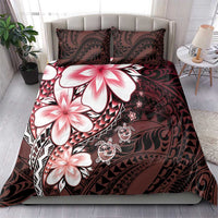 Polynesia Romantic Valentine Bedding Set Sea Turtle Couple With Red Gradient Plumeria