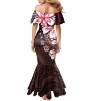 Polynesia Romantic Valentine Family Matching Mermaid Dress and Hawaiian Shirt Sea Turtle Couple With Red Gradient Plumeria