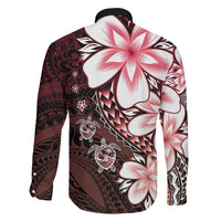 Polynesia Romantic Valentine Family Matching Off Shoulder Short Dress and Hawaiian Shirt Sea Turtle Couple With Red Gradient Plumeria LT05 - Polynesian Pride