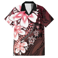 Polynesia Romantic Valentine Family Matching Summer Maxi Dress and Hawaiian Shirt Sea Turtle Couple With Red Gradient Plumeria LT05 Dad's Shirt - Short Sleeve Red - Polynesian Pride