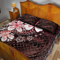 Polynesia Romantic Valentine Quilt Bed Set Sea Turtle Couple With Red Gradient Plumeria