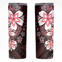 Polynesia Romantic Valentine Skinny Tumbler Sea Turtle Couple With Red Gradient Plumeria