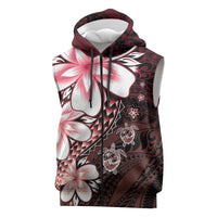 Polynesia Romantic Valentine Sleeveless Zip Hoodie Sea Turtle Couple With Red Gradient Plumeria LT05 Red - Polynesian Pride