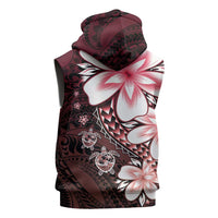 Polynesia Romantic Valentine Sleeveless Zip Hoodie Sea Turtle Couple With Red Gradient Plumeria LT05 - Polynesian Pride