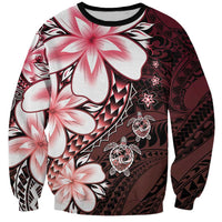 Polynesia Romantic Valentine Sweatshirt Sea Turtle Couple With Red Gradient Plumeria