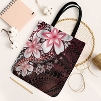 Polynesia Romantic Valentine Tote Bag Sea Turtle Couple With Red Gradient Plumeria