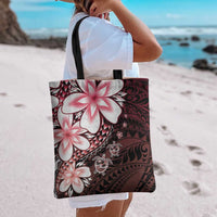 Polynesia Romantic Valentine Tote Bag Sea Turtle Couple With Red Gradient Plumeria