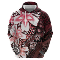 Polynesia Romantic Valentine Zip Hoodie Sea Turtle Couple With Red Gradient Plumeria