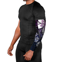Polynesia Romantic Valentine Arm Sleeves Sea Turtle Couple With Purple Gradient Plumeria