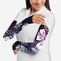 Polynesia Romantic Valentine Arm Sleeves Sea Turtle Couple With Purple Gradient Plumeria