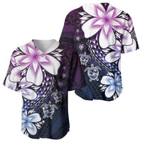Polynesia Romantic Valentine Baseball Jersey Sea Turtle Couple With Purple Gradient Plumeria