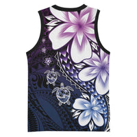 Polynesia Romantic Valentine Basketball Jersey Sea Turtle Couple With Purple Gradient Plumeria