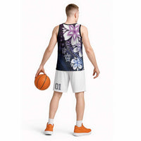 Polynesia Romantic Valentine Basketball Jersey Sea Turtle Couple With Purple Gradient Plumeria