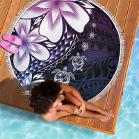 Polynesia Romantic Valentine Beach Blanket Sea Turtle Couple With Purple Gradient Plumeria
