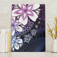 Polynesia Romantic Valentine Canvas Wall Art Sea Turtle Couple With Purple Gradient Plumeria