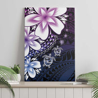 Polynesia Romantic Valentine Canvas Wall Art Sea Turtle Couple With Purple Gradient Plumeria