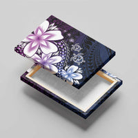 Polynesia Romantic Valentine Canvas Wall Art Sea Turtle Couple With Purple Gradient Plumeria