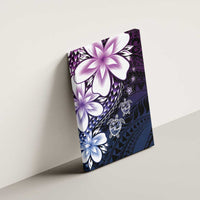 Polynesia Romantic Valentine Canvas Wall Art Sea Turtle Couple With Purple Gradient Plumeria