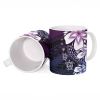 Polynesia Romantic Valentine Ceramic Mug Sea Turtle Couple With Purple Gradient Plumeria