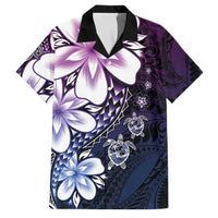 Polynesia Romantic Valentine Family Matching Off The Shoulder Long Sleeve Dress and Hawaiian Shirt Sea Turtle Couple With Purple Gradient Plumeria LT05 Dad's Shirt - Short Sleeve Purple - Polynesian Pride