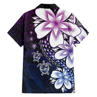 Polynesia Romantic Valentine Family Matching Off The Shoulder Long Sleeve Dress and Hawaiian Shirt Sea Turtle Couple With Purple Gradient Plumeria LT05 - Polynesian Pride
