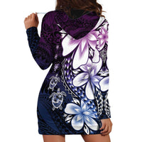 Polynesia Romantic Valentine Hoodie Dress Sea Turtle Couple With Purple Gradient Plumeria