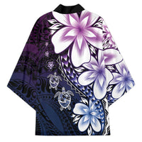 Polynesia Romantic Valentine Kimono Sea Turtle Couple With Purple Gradient Plumeria