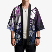 Polynesia Romantic Valentine Kimono Sea Turtle Couple With Purple Gradient Plumeria