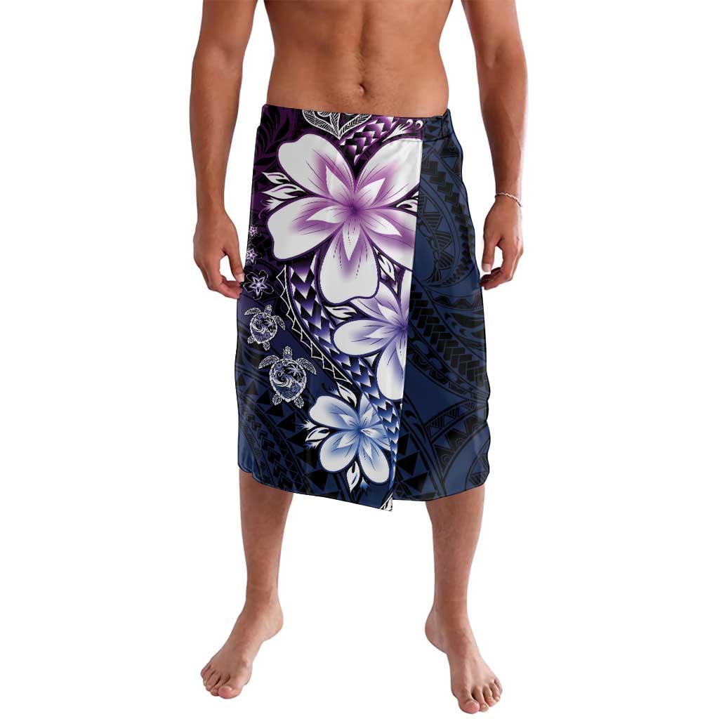 Polynesia Romantic Valentine Lavalava Sea Turtle Couple With Purple Gradient Plumeria