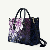 Polynesia Romantic Valentine Leather Bag Sea Turtle Couple With Purple Gradient Plumeria