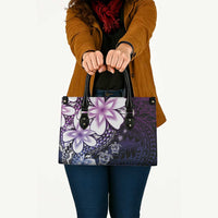 Polynesia Romantic Valentine Leather Bag Sea Turtle Couple With Purple Gradient Plumeria