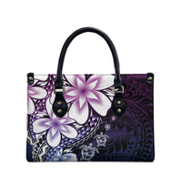 Polynesia Romantic Valentine Leather Bag Sea Turtle Couple With Purple Gradient Plumeria