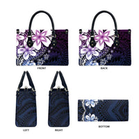 Polynesia Romantic Valentine Leather Bag Sea Turtle Couple With Purple Gradient Plumeria