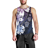 Polynesia Romantic Valentine Men Tank Top Sea Turtle Couple With Purple Gradient Plumeria
