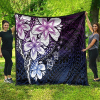 Polynesia Romantic Valentine Quilt Sea Turtle Couple With Purple Gradient Plumeria